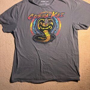 Cobra‎ Kai Men LG First Strike Karate Kid Sony Pic Gray Crew Neck Shirt (L)